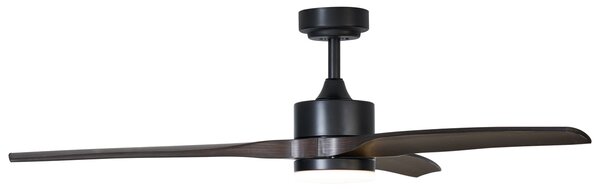 Ventilator de tavan negru cu imprimeu de lemn 132cm incl. LED Dimmabil cu telecomandă - Joly
