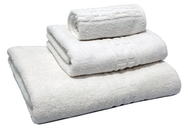 Set 3 Prosoape Baie Bumbac 100% Model Grecesc 500 g - Alb