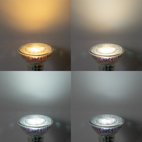 Set de 5 becuri inteligente GU10 50 LED transparente RGBW 4,5W 350 lm 2700-6000K