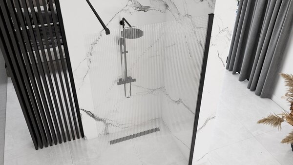Rea Aero Intimo, paravan de duș 100x200 cm, sticlă transparentă de 8 mm, profil negru, REA-K4121