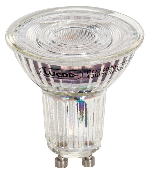 Set de 5 becuri LED GU10 50mm reglabile, clare, 4,9W, 430 lm, 2700K