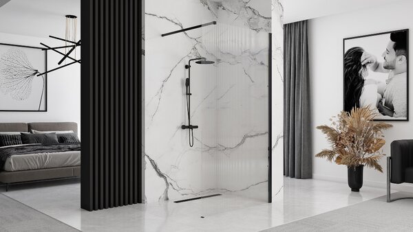 Rea Aero Intimo, paravan de duș 100x200 cm, sticlă transparentă de 8 mm, profil negru, REA-K4121