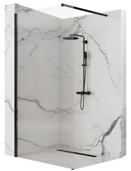 Rea Aero Intimo, paravan de duș 100x200 cm, sticlă transparentă de 8 mm, profil negru, REA-K4121