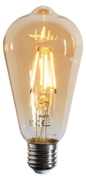 Set de 5 becuri LED cu filament E27, reglabile, ST64, aurii, 4,5 W, 450 lm, 2200 K