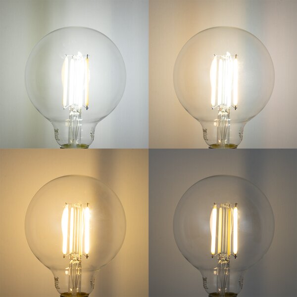 Set 5 becuri Becuri LED inteligente E27 reglabile G95 transparente 7W 806lm 2700-6500K