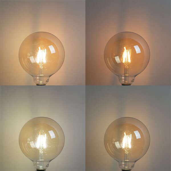 Set de 5 becuri LED inteligente E27 G125 aurii 4.9W 470lm 1800-4000K
