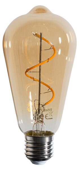 Set de 5 becuri LED E27 dimabile cu filament spiralat ST64 auriu 4W 270 lm 2100K