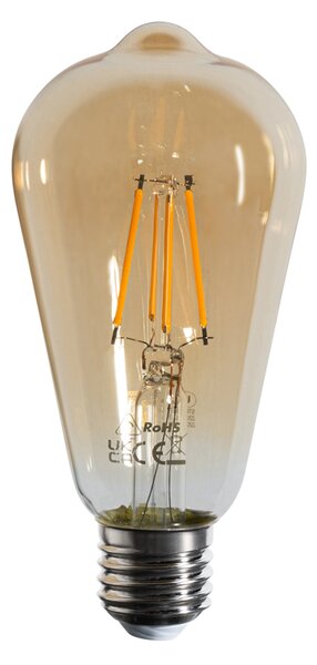 Set de 5 becuri LED cu filament E27, reglabile, ST64, aurii, 4,5 W, 450 lm, 2200 K