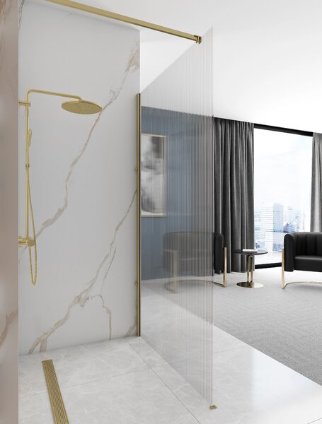 Rea Aero Intimo, paravan de duș 100x200 cm, sticlă transparentă de 8 mm, profil auriu mat, REA-K4126