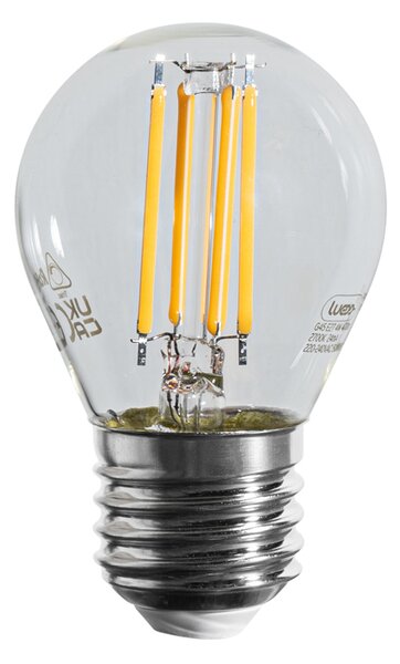 Set de 5 becuri cu filament LED E27, reglabile, G45, clare, 4W, 470 lm, 2700K