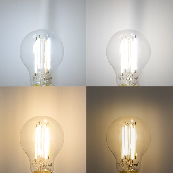Set de 5 becuri LED inteligente E27, reglabile, A60, transparente, 7W, 806 lm, 2700-6500K