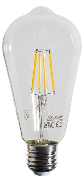 Set de 5 becuri cu filament LED E27 ST64 transparente 4W 470 lm 2700K
