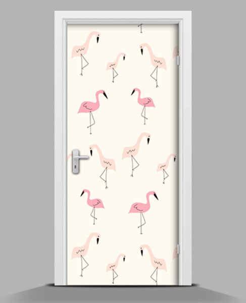Tapet autocolant pentru uși flamingo mici