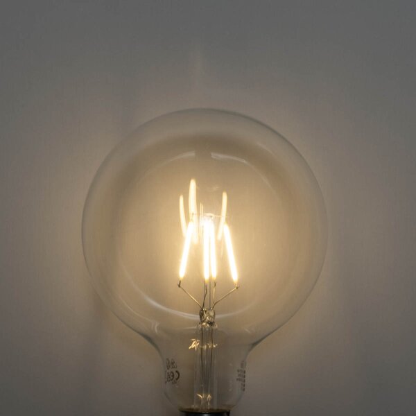 Set de 5 becuri LED E27 cu filament spiralat, cu 3 trepte de intensitate luminoasă, G125 4W 450 lm 2700K
