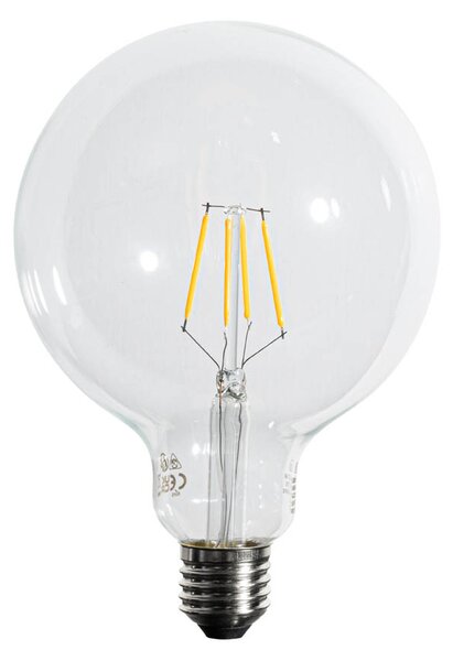 Set de 5 becuri LED E27 cu filament spiralat, cu 3 trepte de intensitate luminoasă, G125 4W 450 lm 2700K