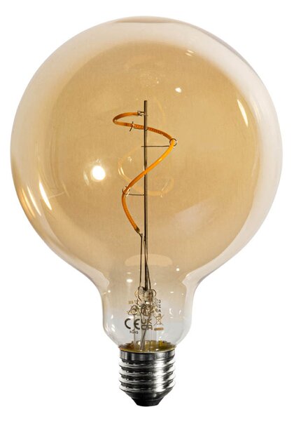 Set de 5 becuri LED E27 dimabile cu filament spiralat auriu G125 4W 270 lm 2200K