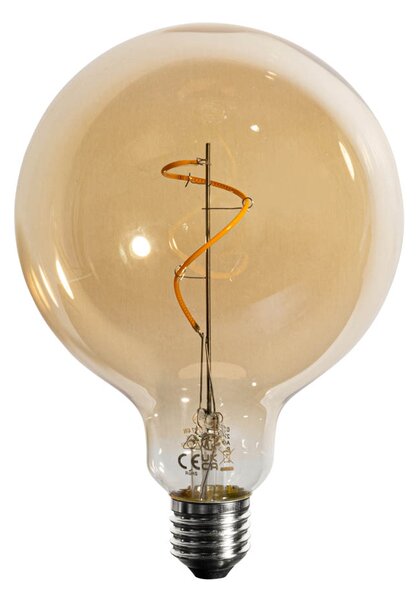 Set de 5 becuri LED cu filament spiralat, dimabile, aurii, E27 G125 4W 270LM 2700K