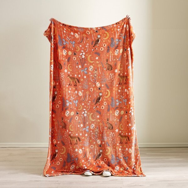Pătură portocalie din micropluș/cocolino 130x170 cm Enchanted Twilight Animals – Catherine Lansfield