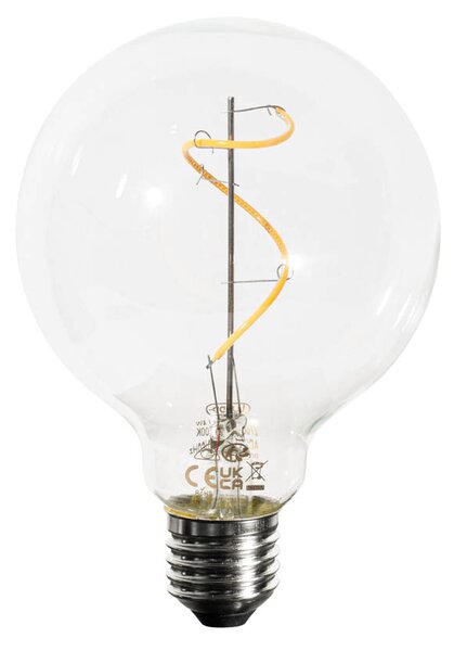 Set 5 becuri Bec cu filament spirală LED E27 reglabil G95 4W 270lm 2700K