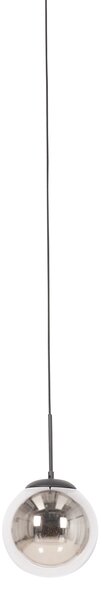 Lampă suspendată Art Deco neagră cu sticlă fumurie inclusiv adaptor pentru șină monofazată - Slimline Flore
