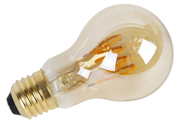 Set de 5 becuri LED E27 cu filament spiralat, reglabile, A60 Goldline 4W 270 lm 2200K