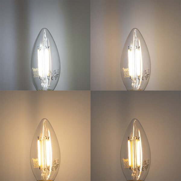 Set de 5 becuri LED inteligente E14 C35 transparente 4,2W 470 lm 2700-6500K