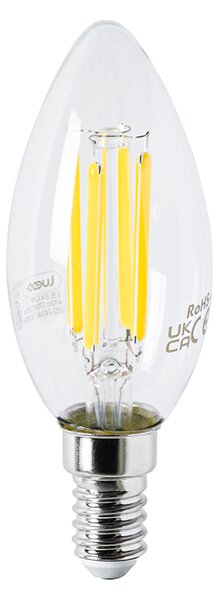 Set de 5 becuri LED E14 B35 transparente 2.2W 470lm 2700K
