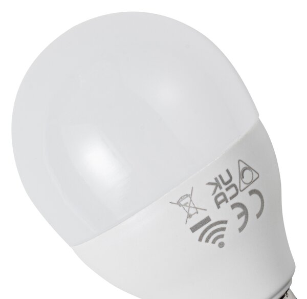 Set de 5 becuri LED inteligente E14 G45 Opal RGBW 4.9W 470 lm 2700-6500K