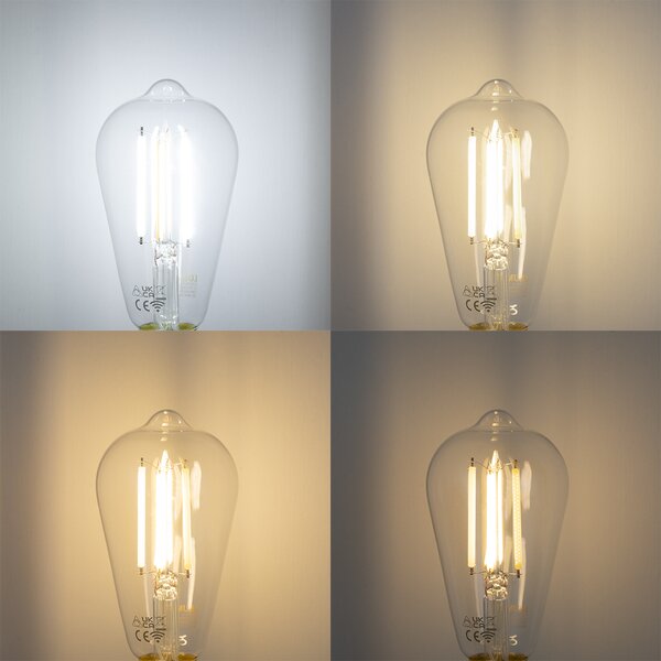 Set 5 becuri Becuri LED inteligente E27 reglabile ST64 transparente 7W 806lm 2700-6500K
