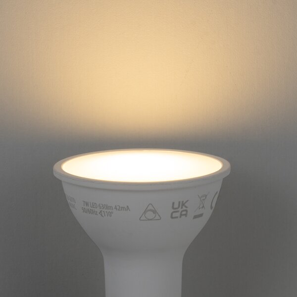 Set de 5 becuri LED inteligente GU10 50mm, reglabile, opale, 7W, 630 lm, 2700K