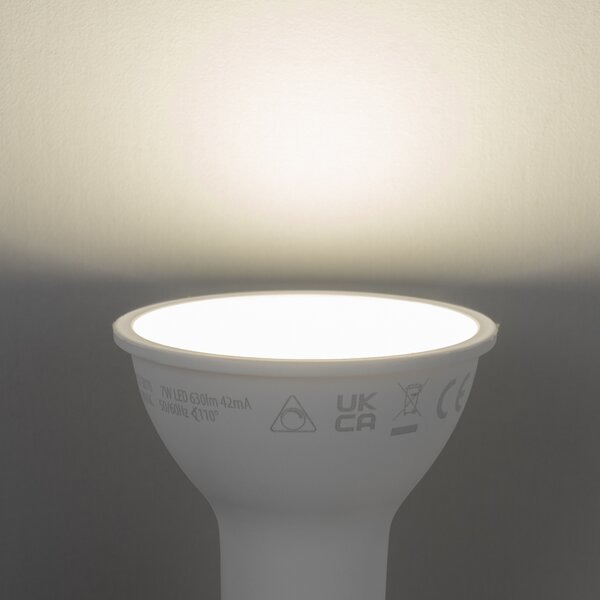 Set de 5 becuri LED inteligente GU10 50mm, reglabile, opale, 7W, 630 lm, 4000K