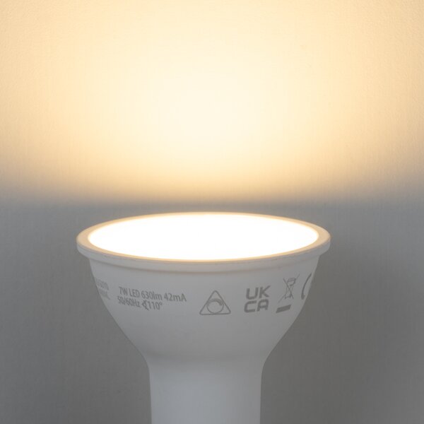 Set de 5 becuri LED inteligente GU10 50mm, reglabile, opale, 7W, 630 lm, 2700K