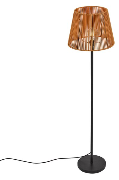 Lampă de podea de exterior neagră cu abajur portocaliu din frânghie IP44 - Virginia Jayla