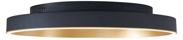 Plafonieră de design neagră cu auriu 60cm incl. LED comutator cu 3 căi - Ingo