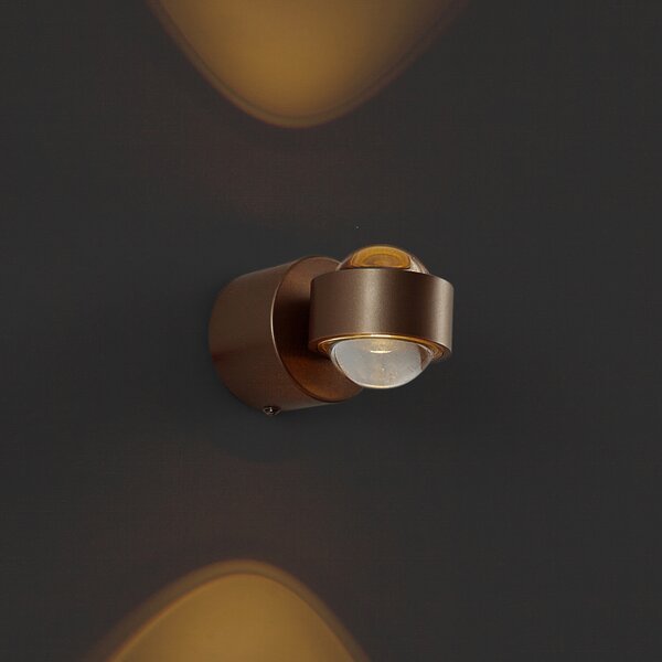 Lampă de perete de design bronz închis incl. LED IP44 - Lens
