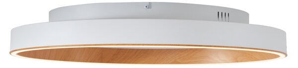 Plafonieră de design albă cu lemn 60cm incl. LED cu comutator cu 3 căi - Ingo
