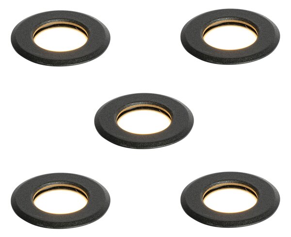 Set de 5 spoturi încastrate moderne negre, inclusiv LED IP67 - Linsey