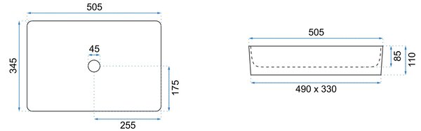 Lavoar Rea Avia, 51 x 35 cm, gri mat, REA-U0841
