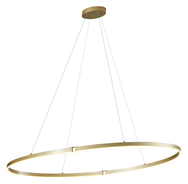 Lampă suspendată de design alamă 120cm inclusiv LED cu 3 trepte de intensitate luminoasă - Ovallo