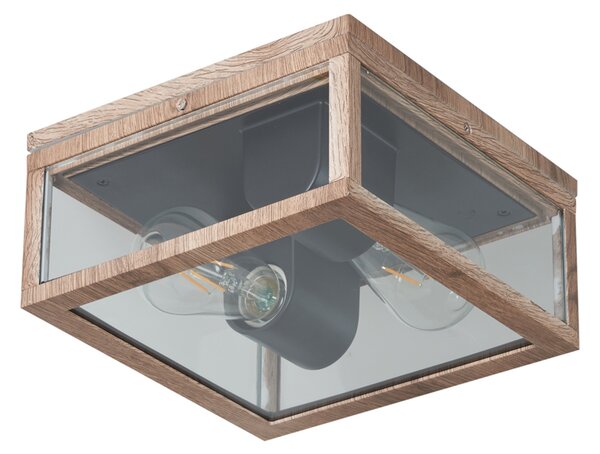 Plafonieră industrială cu imprimeu lemn IP44 cu 2 lumini - Charlois