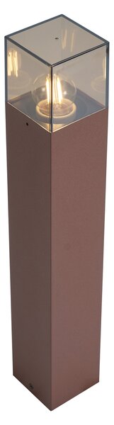 Stâlp industrial de exterior maro rugină cu sticlă fumurie 50 cm cu senzor crepuscular - Danemarca