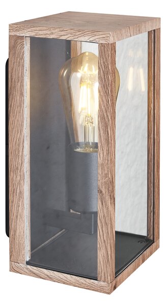 Lampă de perete industrială cu imprimeu de lemn 26 cm IP44 - Charlois