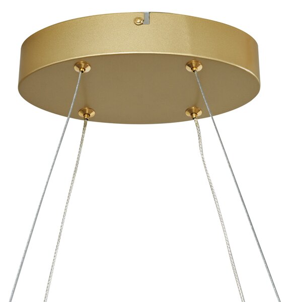 Lampă suspendată de design alamă 120cm inclusiv LED cu 3 trepte de intensitate luminoasă - Ovallo
