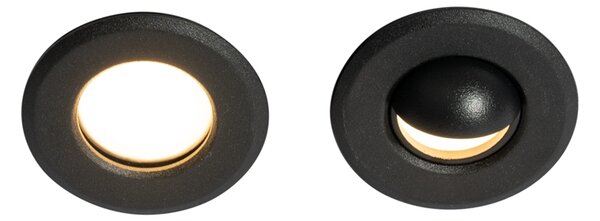 Set de 5 spoturi încastrate moderne negre, inclusiv LED IP67 - Linsey