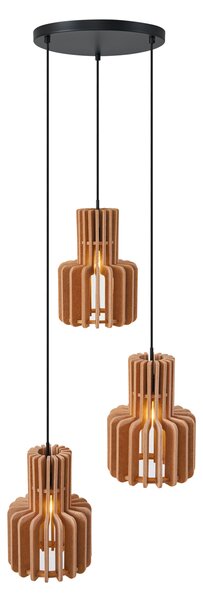 Lampă suspendată retro neagră cu portocaliu, cu 3 lumini - Felt