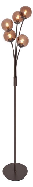 Lampă de podea de design bronz cu sticlă bronzată cu 5 lumini - Atena
