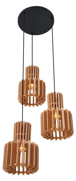 Lampă suspendată retro neagră cu portocaliu, cu 3 lumini - Felt