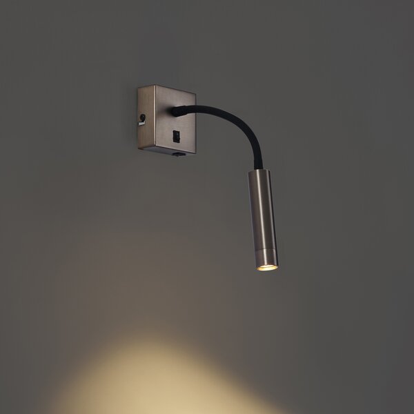 Lampă de perete modernă gunmetal cu port USB-C - Gosna