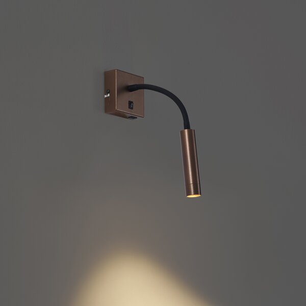 Lampă de perete modernă bronz cu port USB-C - Gosna