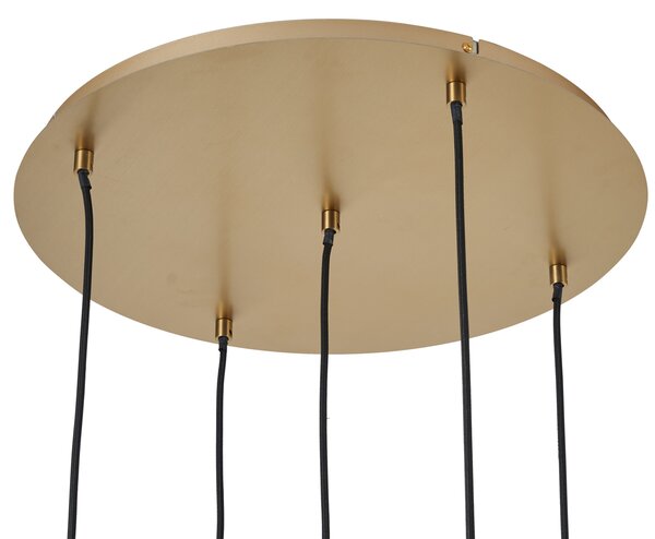 Lampă suspendată Art Deco aurie cu sticlă opal 5 lumini - Yani